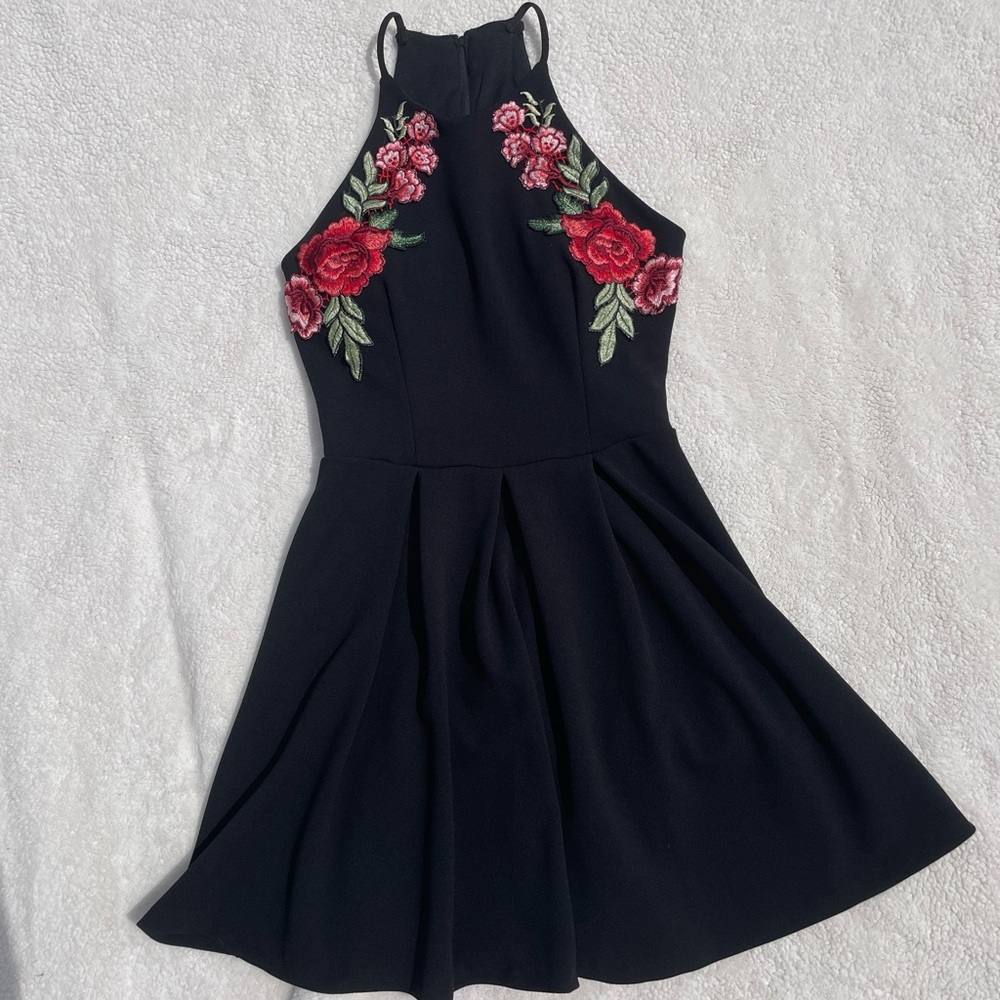Black and floral dress.